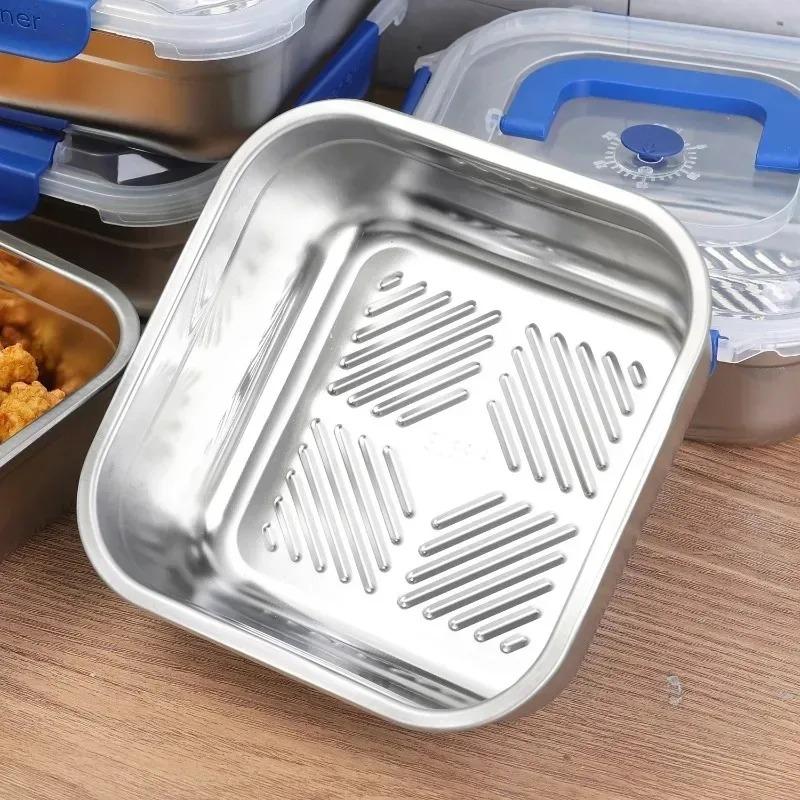 316 Stainless Steel Large Capacity Food Container - Sealed Anti-Drip Lunch Box for Camping Picnic, Fruit & Salad Storage