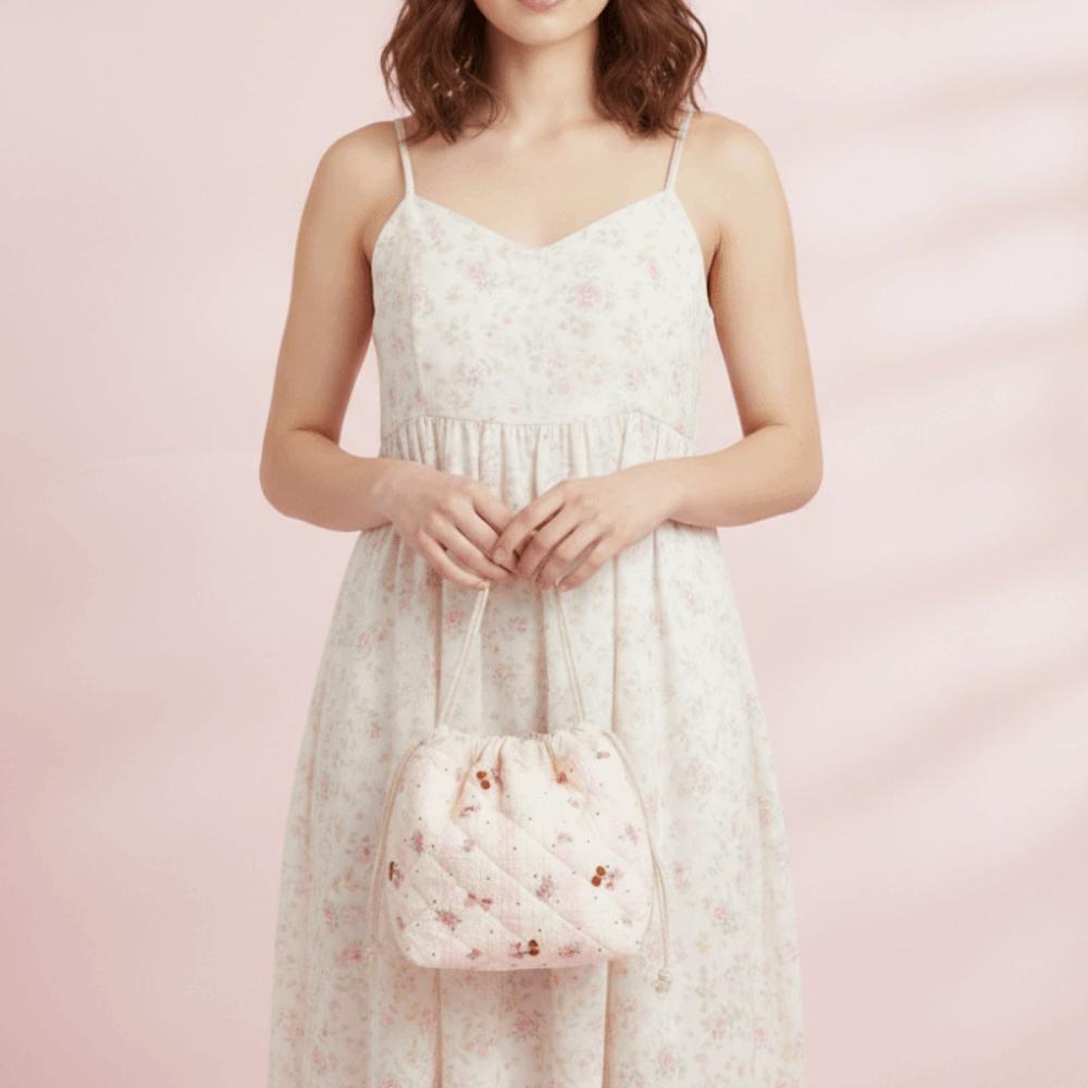 Jewelry Storage Bag Cosmetic Bag Drawstring Flower Makeup Bag Portable Coin Purse  Travel