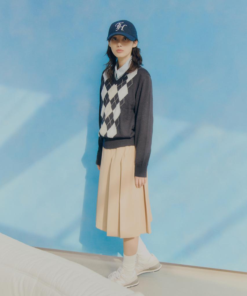 Teulaepighamoni Wool Blend Th Applique Logo Deep-Fit Ballcap_Navy