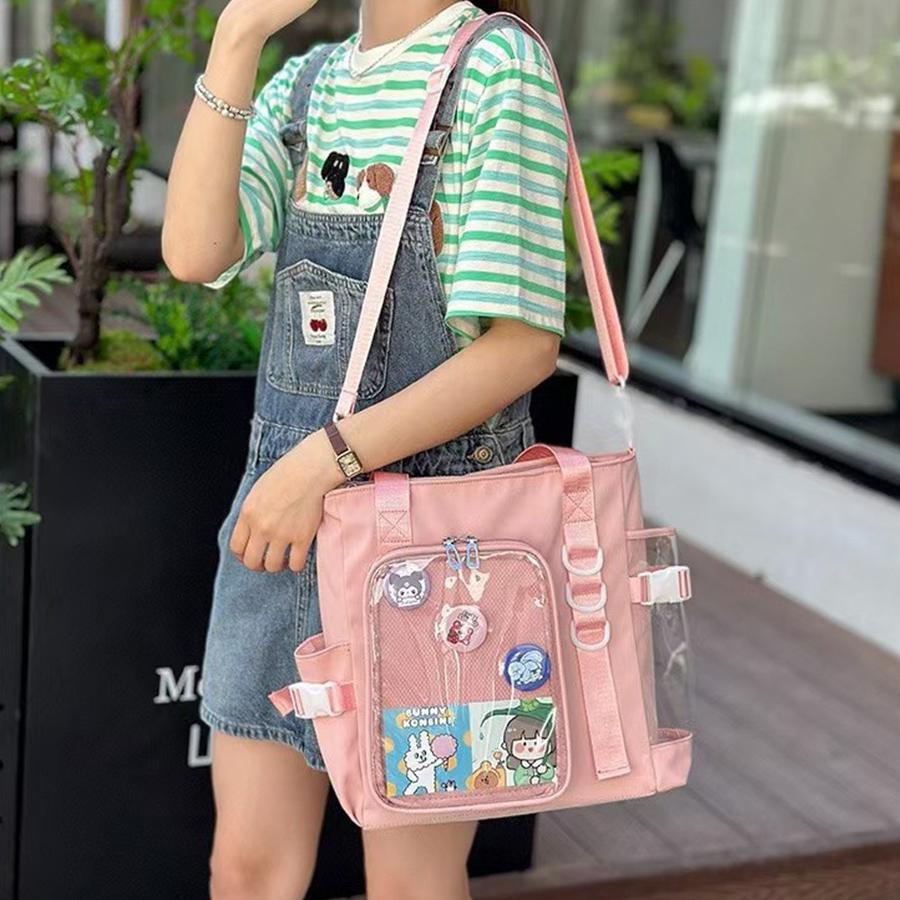Girl Clear Pocket Large Itabag Japanese Ulzzang Nylon Single Shoulder Crossbody Bags Gift For Friends Women's Handbag Pain bag
