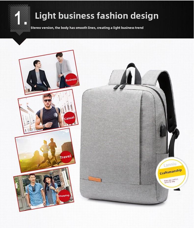 Custom Logo USB Backpack for Students - Unisex Casual School Bag
