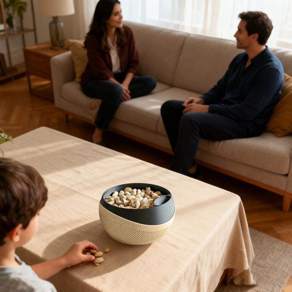 Double Layered Dried Fruit Bowl Plastic Snacks Bowl with Storage for Nut Pistachios Cherries Popcorn
