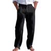 Men's Linen Drawstring Trousers  Beach Casual Sports Straight Leg Trousers