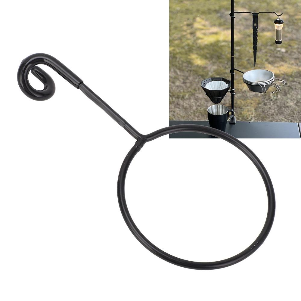 Iron Pole Mounted Storage Holder Black Pole Mounted Storage Rack Outdoor Activities Camping