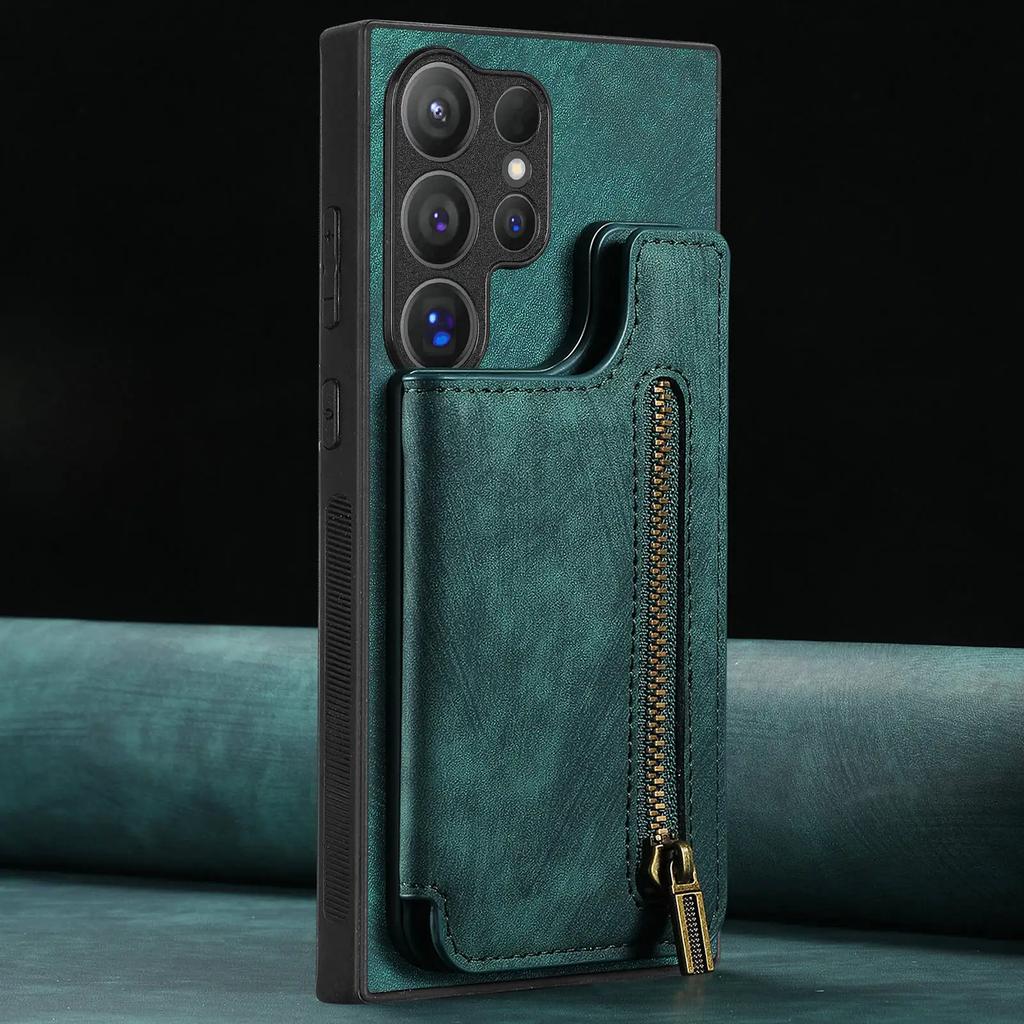 PU Reißverschluss-Geldbörse mit Kartenhalter Handyhülle für Samsung Galaxy S23 FE S24 S22 Ultra Plus M15 A15 A25 A35 A55 A05 A05S A14 Hülle