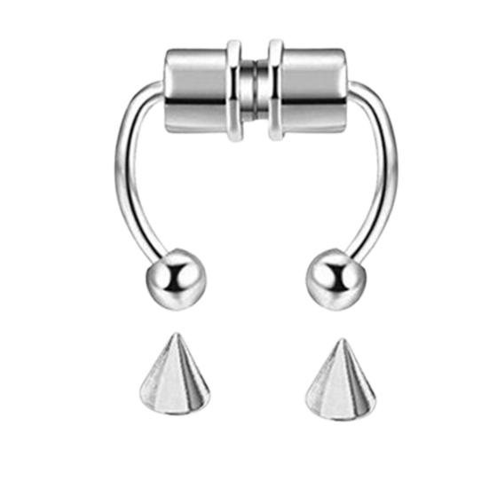 

Пирсинг-обманка для носа, многоразовое кольцо для носа из нержавеющей стали, модные магнитные кольца для септума для вечеринки серебряный