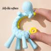 Single-piece Silicone Teether Giraffe Cartoon Baby Ring Teether BPA-free Silicone Chewable Pendant Teething Gift Toy for Infants