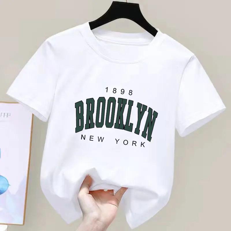 T Shirt Los Angeles Number 91 Brooklyn Graphic Round Neck Kids Tshirt Casual Girls Top