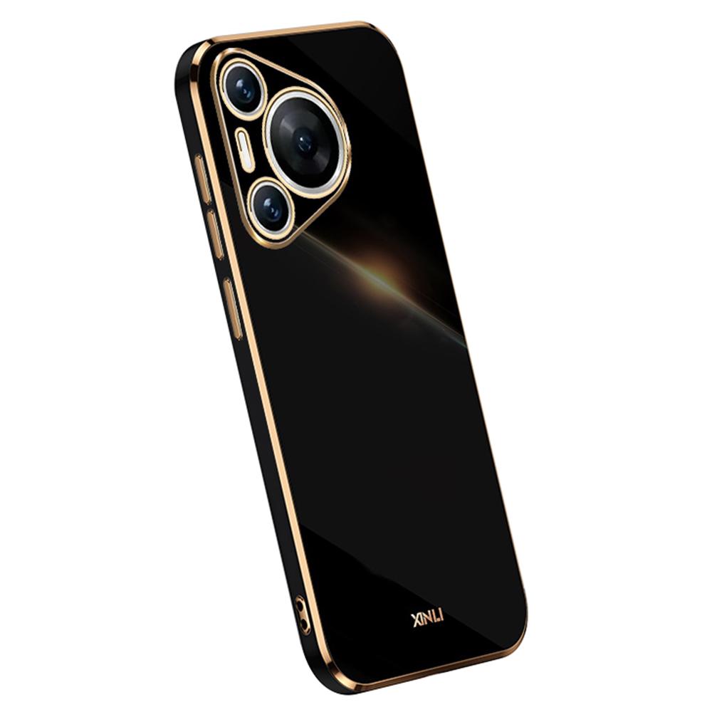 

XINLI For Huawei Pura 70 Pro/Pura 70 Pro+ Case Electroplating Frame Soft TPU Phone Cover Black