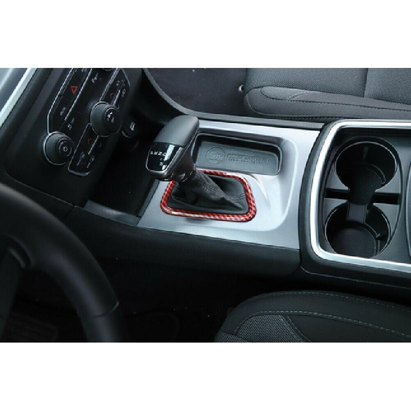 Center Console Gear Shifter Cover Trim Decor for Dodge Charger 2015+Red Carbon