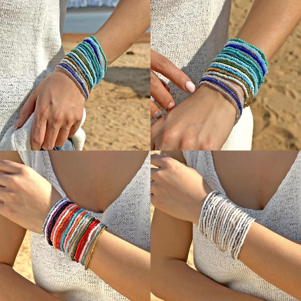 Böhmischer Resort-Stil Kristallperlen-Armbandset mit galvanisierter Oberfläche für Paargeschenk