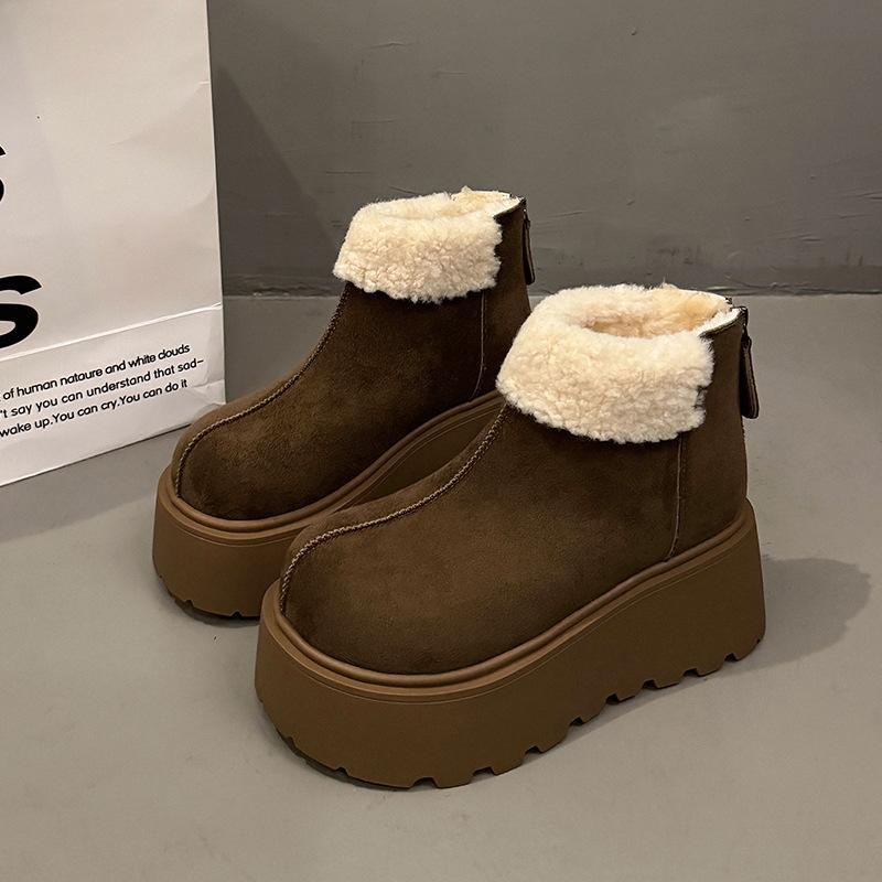 Women's large size soft elastic winter warm cold padded snow boots non-slip wear-resistant outdoor casual sneakers Martin cotton boots