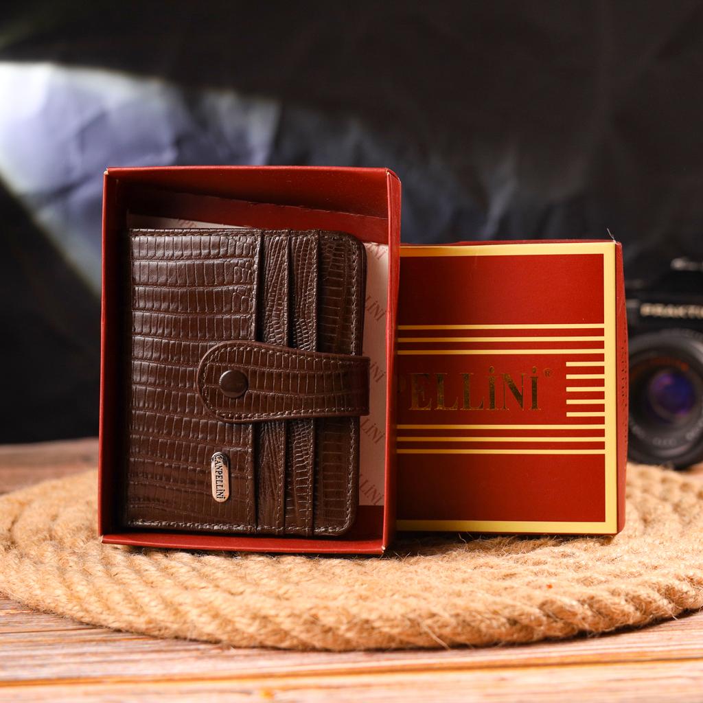 Textured Men's Wallet Made of Genuine Leather CANPELLINI Purse 21691 Brown