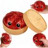 (rojo) Dumpling Brillante, Caja de Dumpling Brillante Squishy, Alivio de la Ansiedad Fidget Sensorial Suave Apretable Masa de Descompresión Regalos para el Estrés (azul)