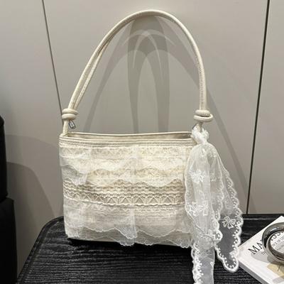 Sweet Lace Female Small Crossbody Bags Bow Silk Scarf Women's Beach Shoulder Bag Casual Travel Ladies Vacati Handbags Purse