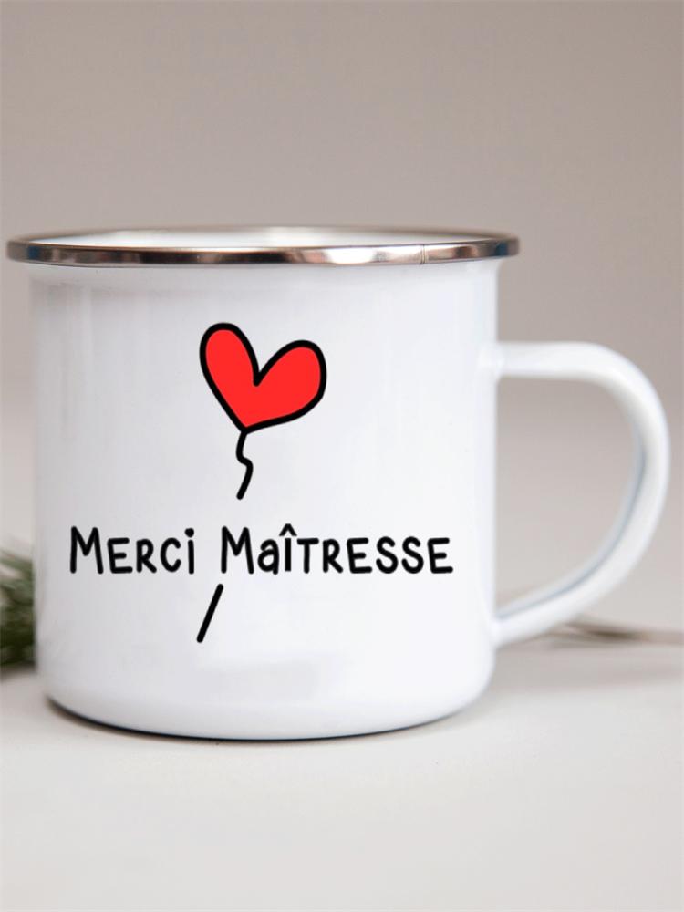 Französische Emailletassen mit Blumendruck Kreative Kaffeetasse Milch Wein Bier Getränk Saftbecher Schule Zuhause Henkel Trinkgeschirr Lehrergeschenke