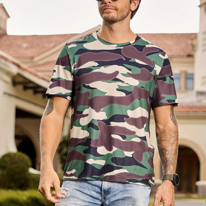 Camouflage Print Men's Tshirt Casual Comfortable Streetwear 3D Summer Outdoor Short Sleeve Crew Neck Sports Top Training T-shirt