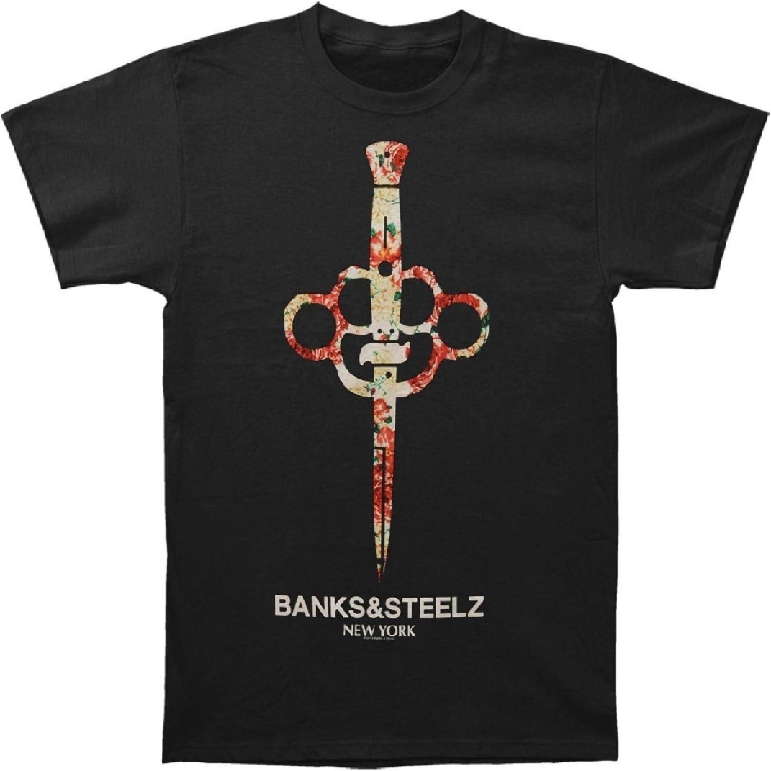 Banks & Steelz Men s Floral Dagger T-Shirt Black S