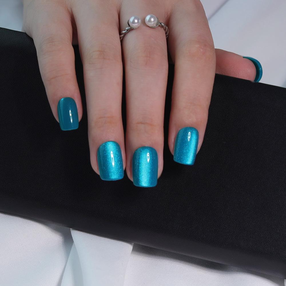 31 Colors Advanced Flash Cat Eye Short Square Press-On Nails - 30PCS Box