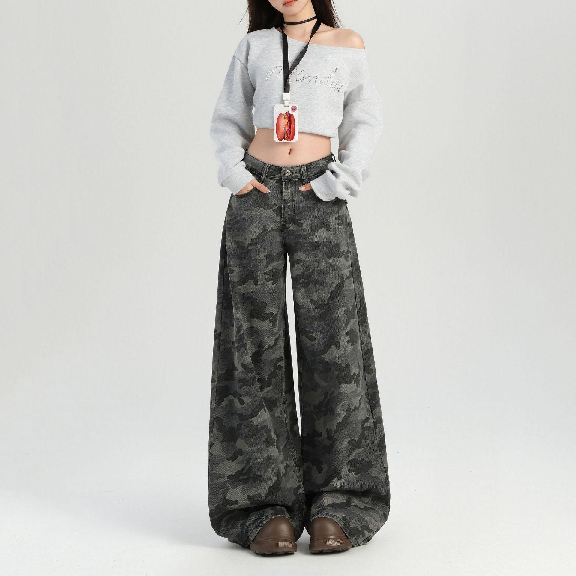 

American High-Waist Camo Wide-Leg Pants - Trendy, Slimming & Casual XXXL камуфляжний
