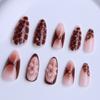 1 Set Women Press on Nails Almond French Tip Stick-on Long Fake Nails Full Cover Glue on False Nails DIY Manicure