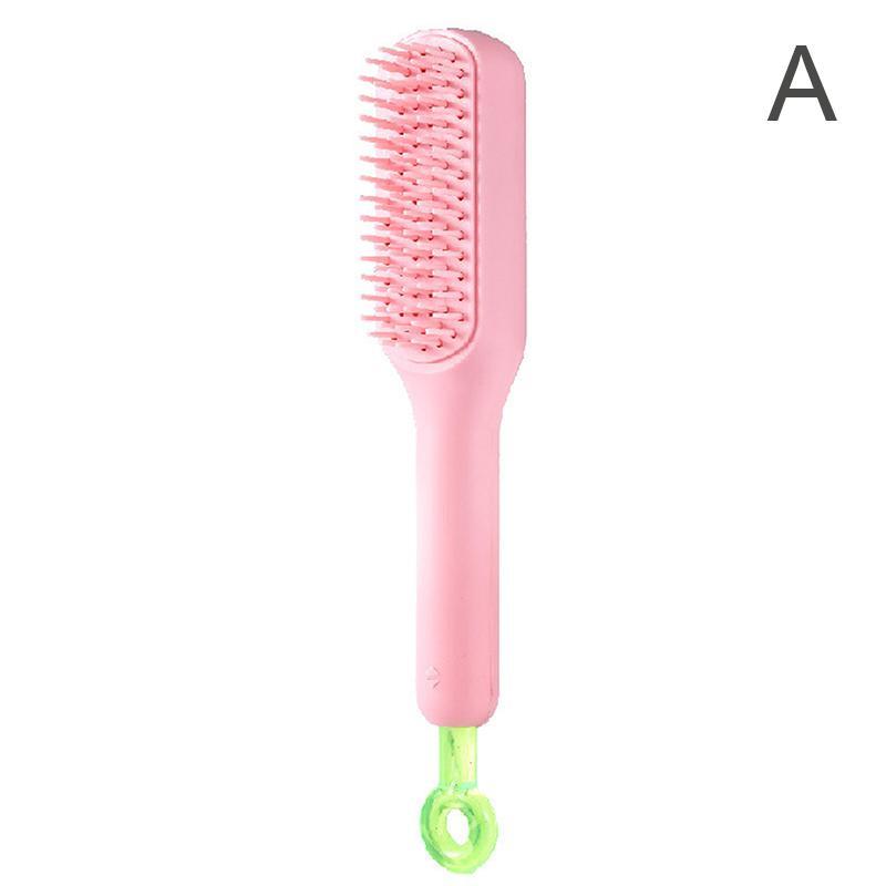 Самоочищающаяся расческа-массажер для волос с воздушной подушкой, выдвижная расческа, антистатическая расческа для разглаживания волос, расческа для массажа и очищения кожи головы, делает волосы пышными розовый