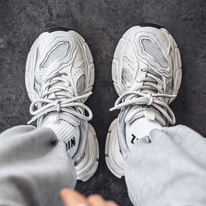Winter high-top high-end running leather surface waterproof and non-slip sports casual height-increasing dad shoes