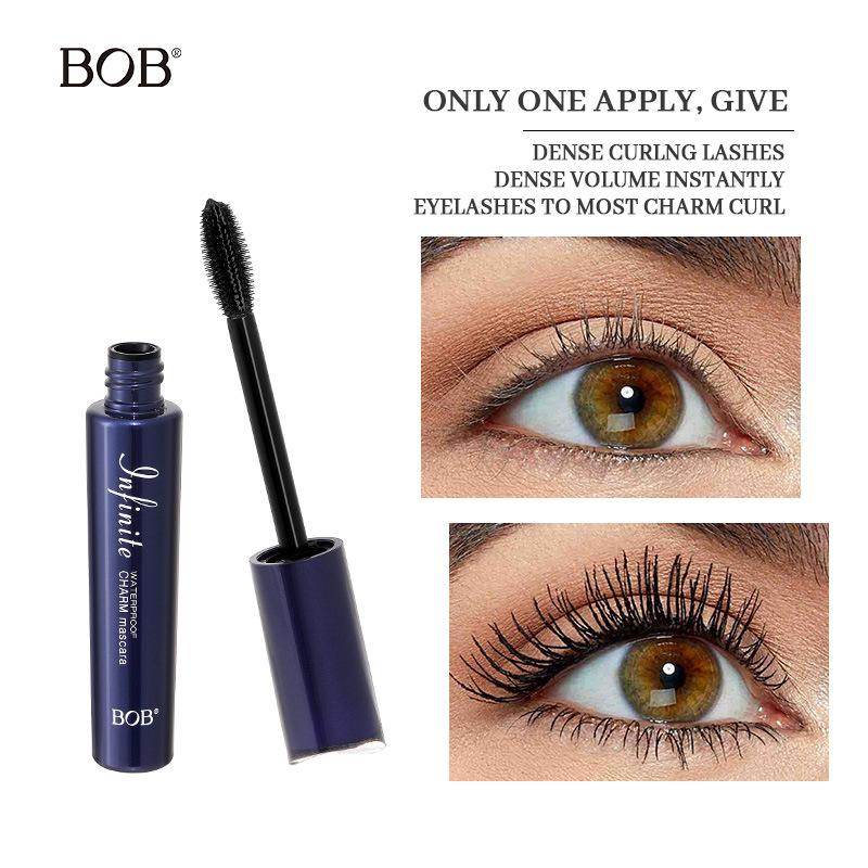 BOB quick-drying mascara, waterproof and non-smudging, dense, curled and slender, holding makeup to enlarge the eyes, European and American beauty