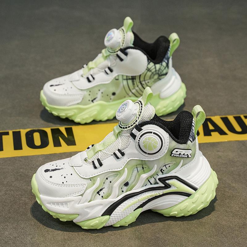 High-Top Basketballschuhe für Kinder - Herbst/Winter 2025 Leder, Drehverschluss, Abriebfeste Laufschuhe