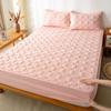 Simple solid color cream wind padded fitted sheet 3-piece set four-leaf clover pattern mattress cover student dormitory