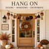 Fall Halloween Thanksgiving Plush Fabric Hanging Decorations with Pumpkin, Maple Leaf and Cat Ornaments for Mantel and Wall