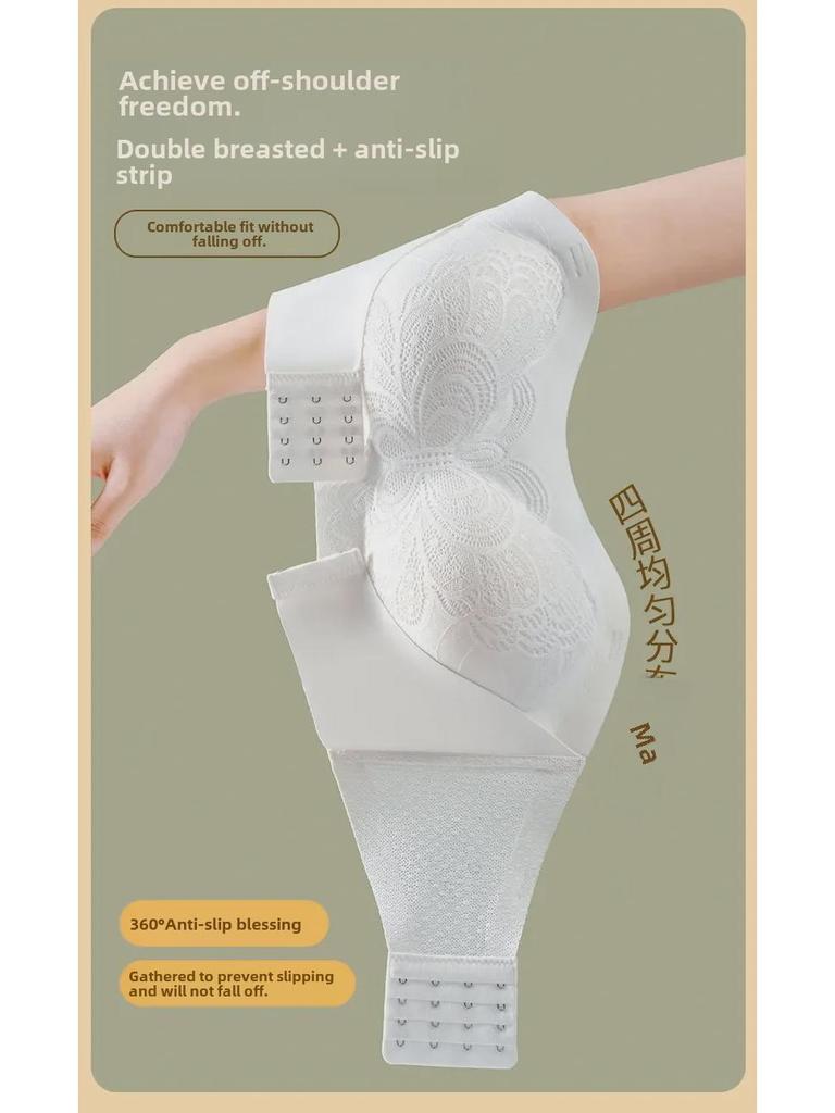 Seamless Strapless Bra for Large Busts: Non-Slip, Invisible, Tube-Style, Gathered Design, Sexy Back, Thin for Summer.