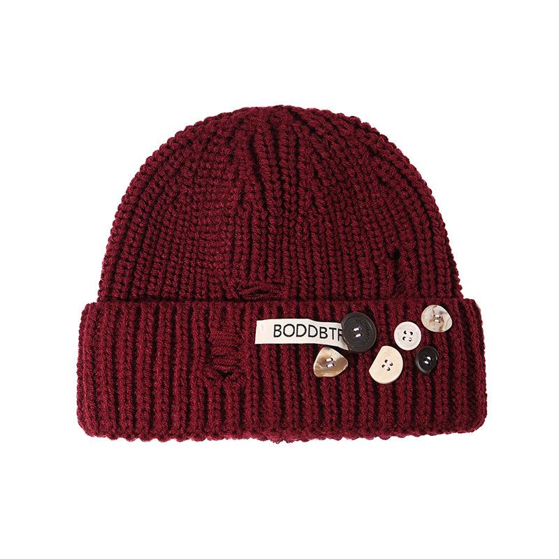 New Autumn and Winter Knitted Woolen Hats for Women Fashionable Hole In The Head Hats for Outdoor Cycling  Button Ear Protection Cold Hats for Men