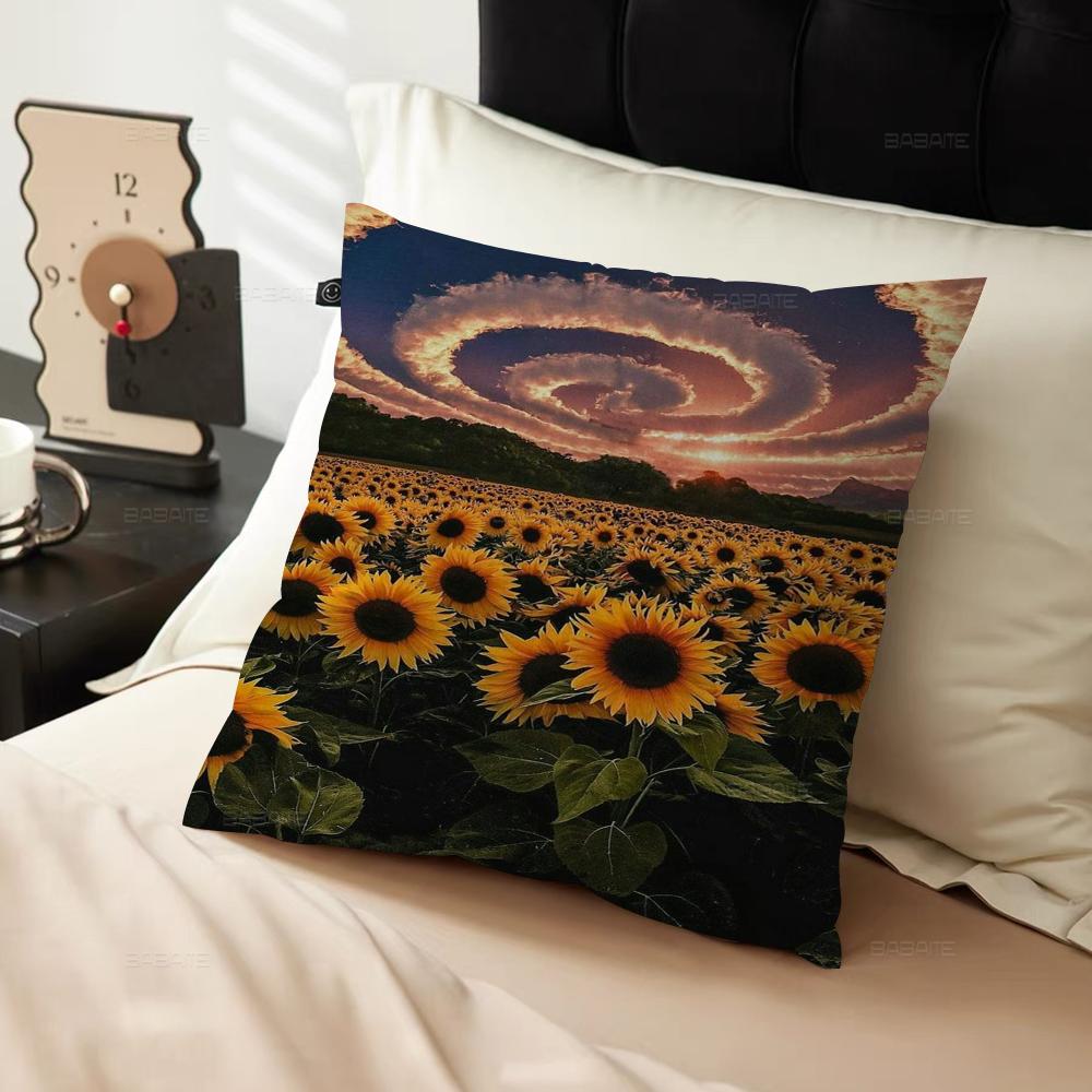 Nature Blue Sky Cloud Sunflower 45*45cm Cushion Cover Pillow Cover Decor Pillowcase Home Pillowcase For Couch Pillow