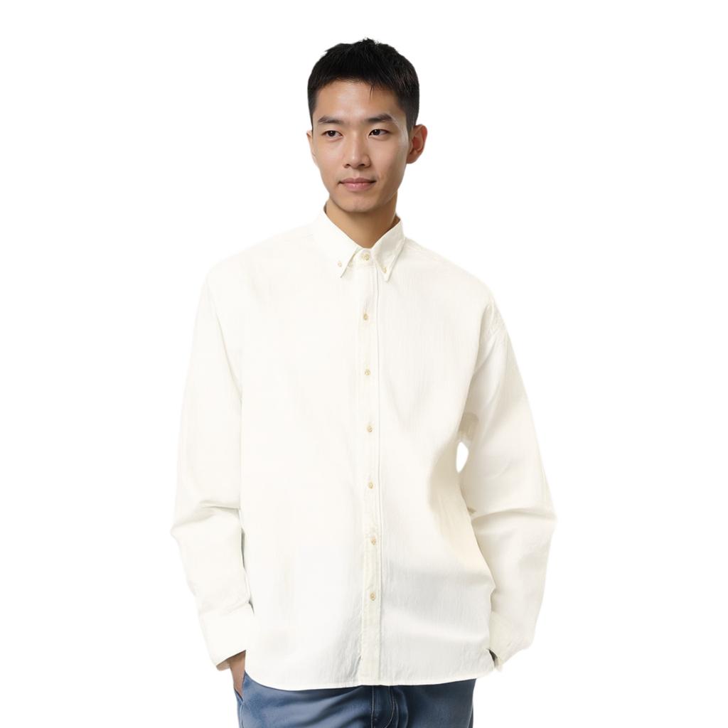 Levis SS25 Bluetab™ Series Solid Color Comfortable Button-Up Long Sleeve Shirt Men Shirts White 001LI-0001