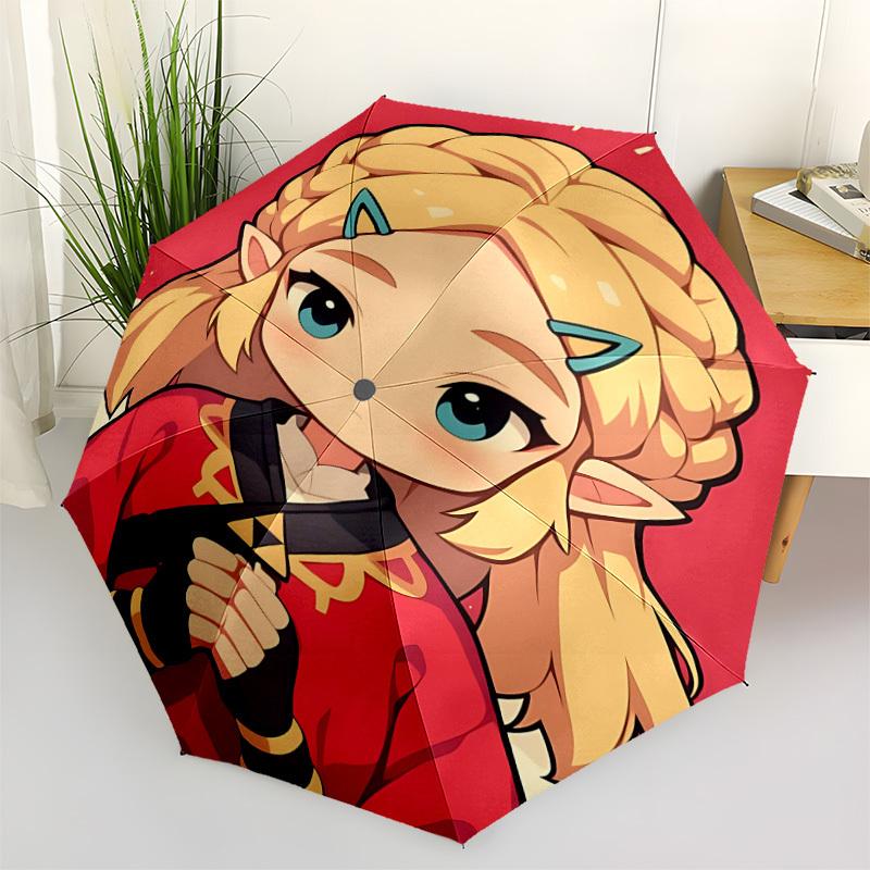 1pc The Legend of Zelda Automatic Open/close Folding Portable Umbrella with 8-Rib Structure for Women/Men, All-Season Use A0901140