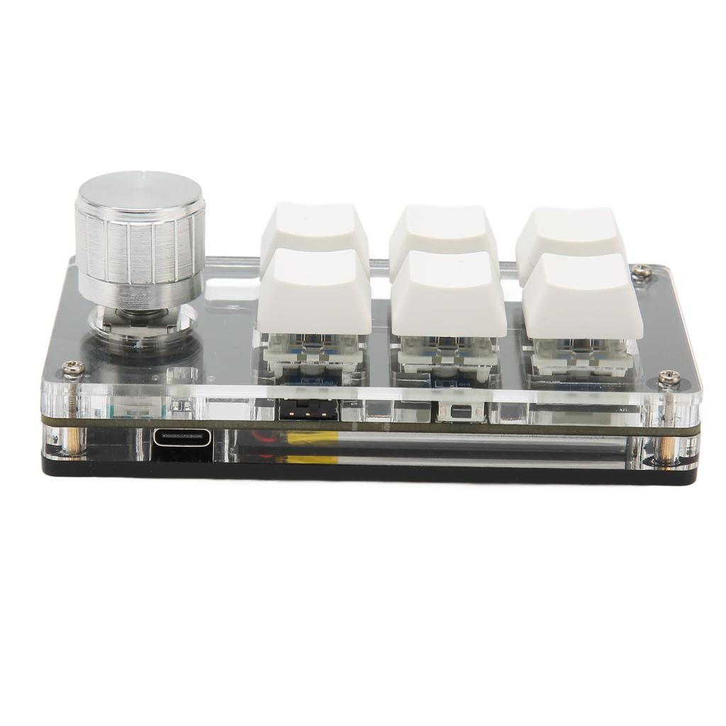 6 Key Mini Keypad with Knob Blue Switch Wired USB Wireless Bluetooth Dual Mode Connection DIY Programmable Mechanical