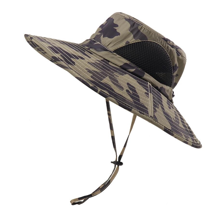 Men's and Women's Big-eaves Bucket Hat Outdoor Sunscreen Anti-splashing Sun Hat Summer Outdoor Hiking Quick-drying Camouflage Hat