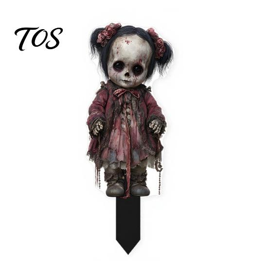 Weather Resistant Yard Decor Halloween Scarecrow Garden Stake, 2D Flat Creepy Zombie Ornament, Spooky Doll Waterproof Signs Decoration, Scary Art Sign