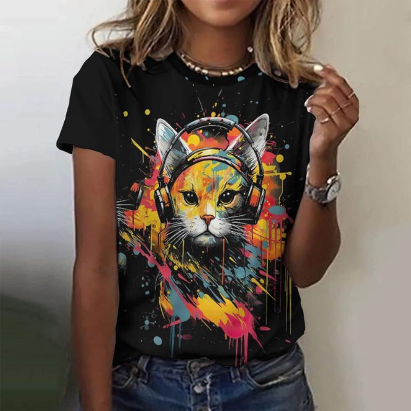 Anime Dog T-Shirt Women 3d Print Cute Animal Cartoon Retro O Neck Tops Tee Harajuku Casual Short Sleeve Women's T-Shirts