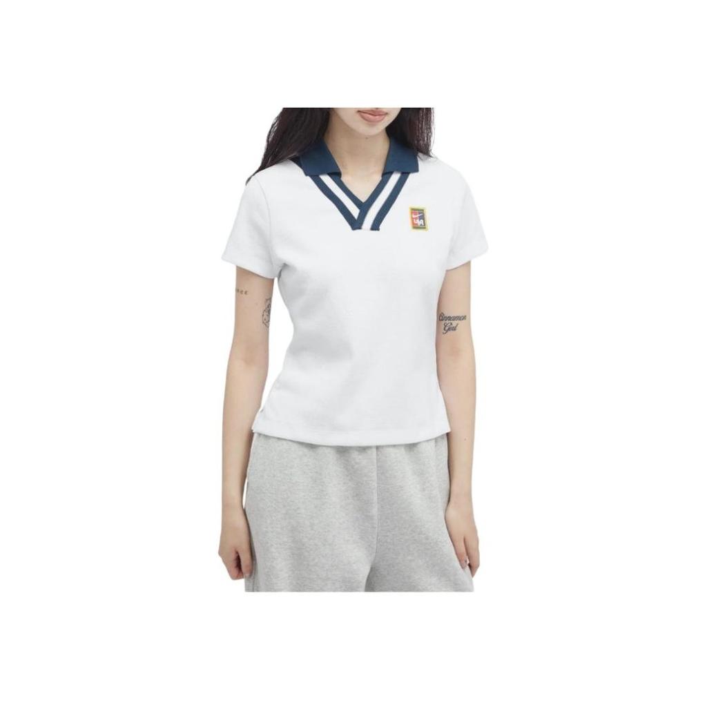 Nike X YOON Short-Sleeve Polo White/Armory Navy Women Tops FZ0276-100