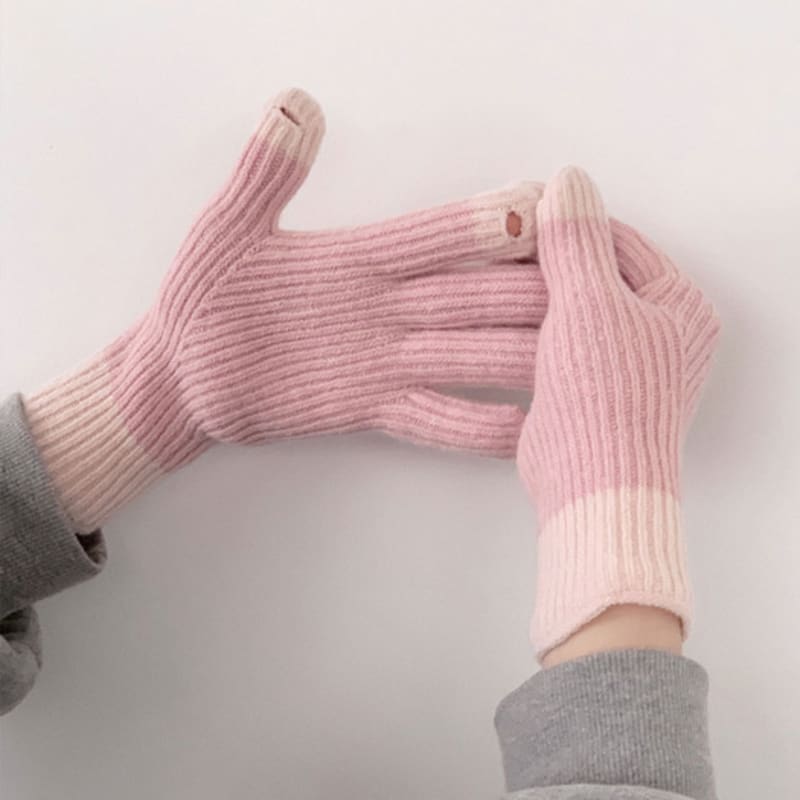 38comeoncommon Symbol Fingerhole Gloves (Melange Pink)