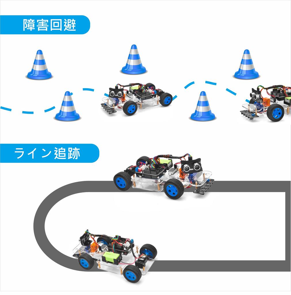 OSOYOO Arduino UNO Robot Car Smart Car Kit with Servo Steering DIY and Computer Programming Rack, Kit, Bluetooth, Wi-Fi, IOT, Autodrive, C++,