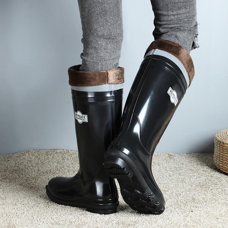 2025 Men's Waterproof Non-Slip High-Top Mining Boots with Thick Soles and Reflective Strips for Coal Mine Protection