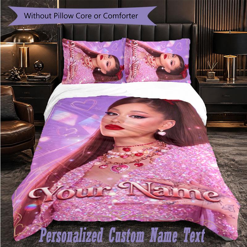 Personalized 3Pcs Bedding SetAriana Grande Custom Text Duvet Cover Pillowcase Set Bedroom Gift