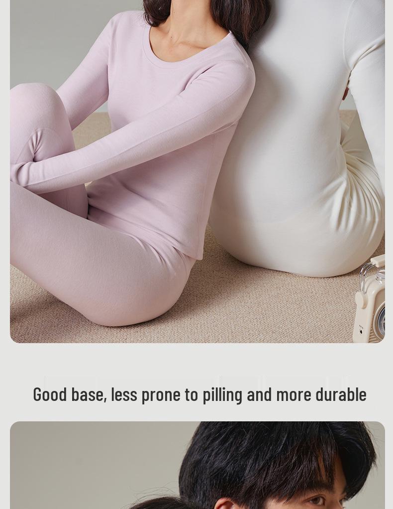 Set di Biancheria Intima Calda Foderata in Pile per Coppia: Calzamaglia Extra Spessa e Maglie a Manica Lunga in Cotone e Lana per Autunno e Inverno.