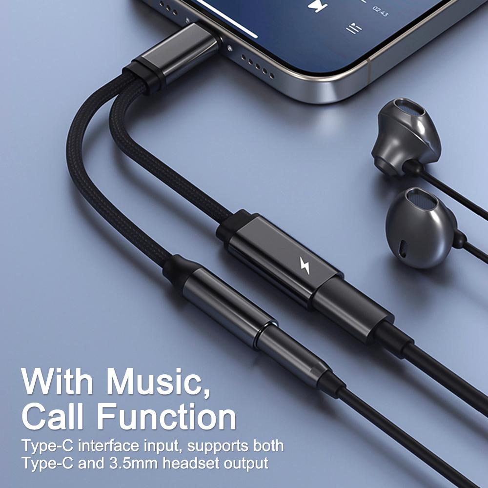 USB C To AUX Cable Adapter Type C 3.5mm Aux Earphone Converter DAC Chip PD Charging Audio Cable For iPhone Xiaomi Samsung Huawei