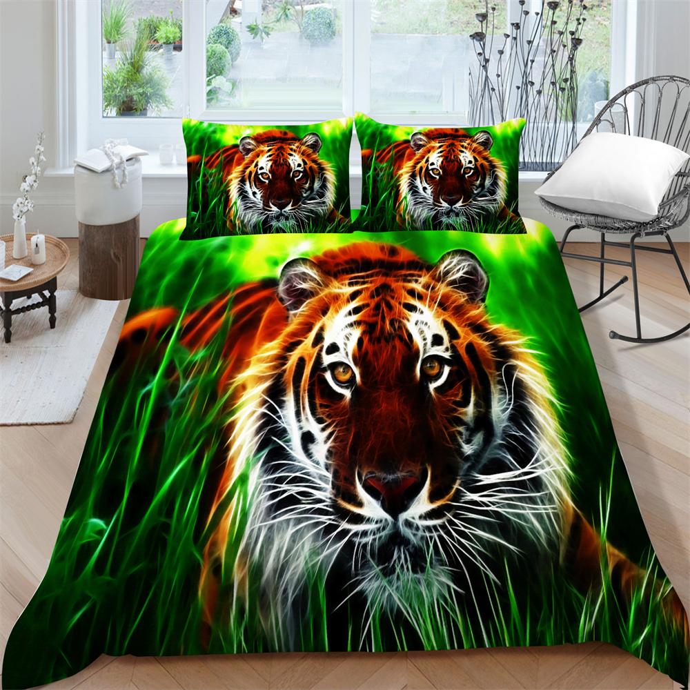 3D Tiger Print Breathable Comfortable Bedding Suit Home Decor Bed Clothes Pillowcase Comforter Duvet Cover