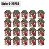 20PCS Christmas Decorations Creative DIY Assembled Cabin Painted Luminous House Christmas Tree Hanging Christmas Hut Ornaments