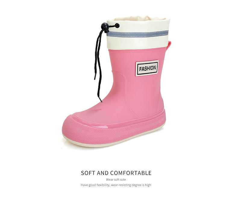 [One piece] water shoes women's medium tube outer wear short rain shoes fashion rain boots thermal rubber shoes water shoes